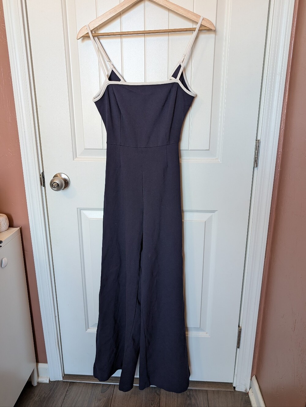 STAUD Solid & Striped x STAUD Breeze Jumpsuit W4 Navy Seersucker
